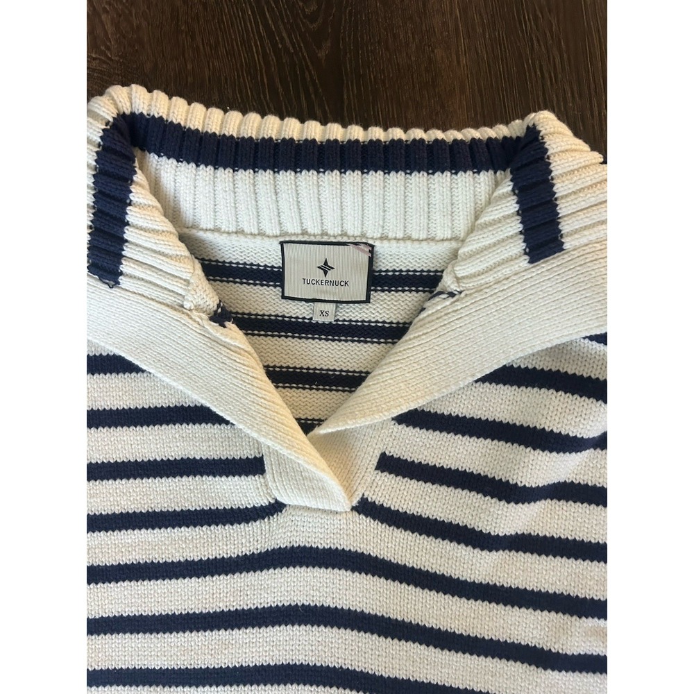TUCKERNUCK Ivory Navy Stripe Claire Sweater Sz XS NEW Preppy Nautical July 4th - Picture 4 of 7